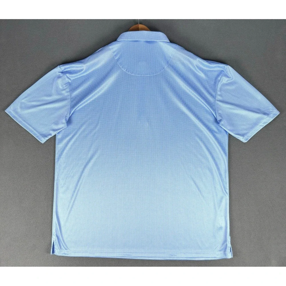Collars Co Polo Shirt Mens 3XL Blue Micro Houndstooth Performance Office New - Picture 3 of 7